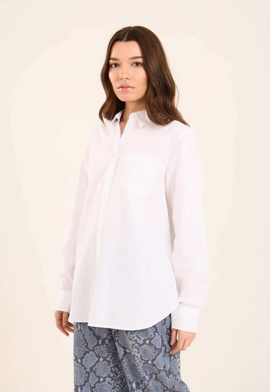 Classic Linen Shirt with Front Pocket