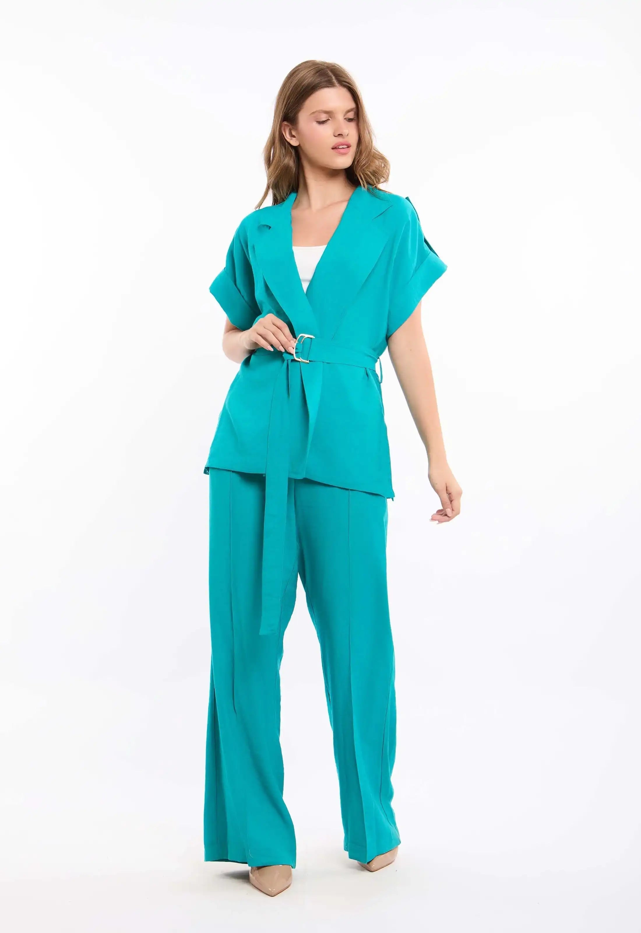 Rayon-Tencel Wide-Leg Pants