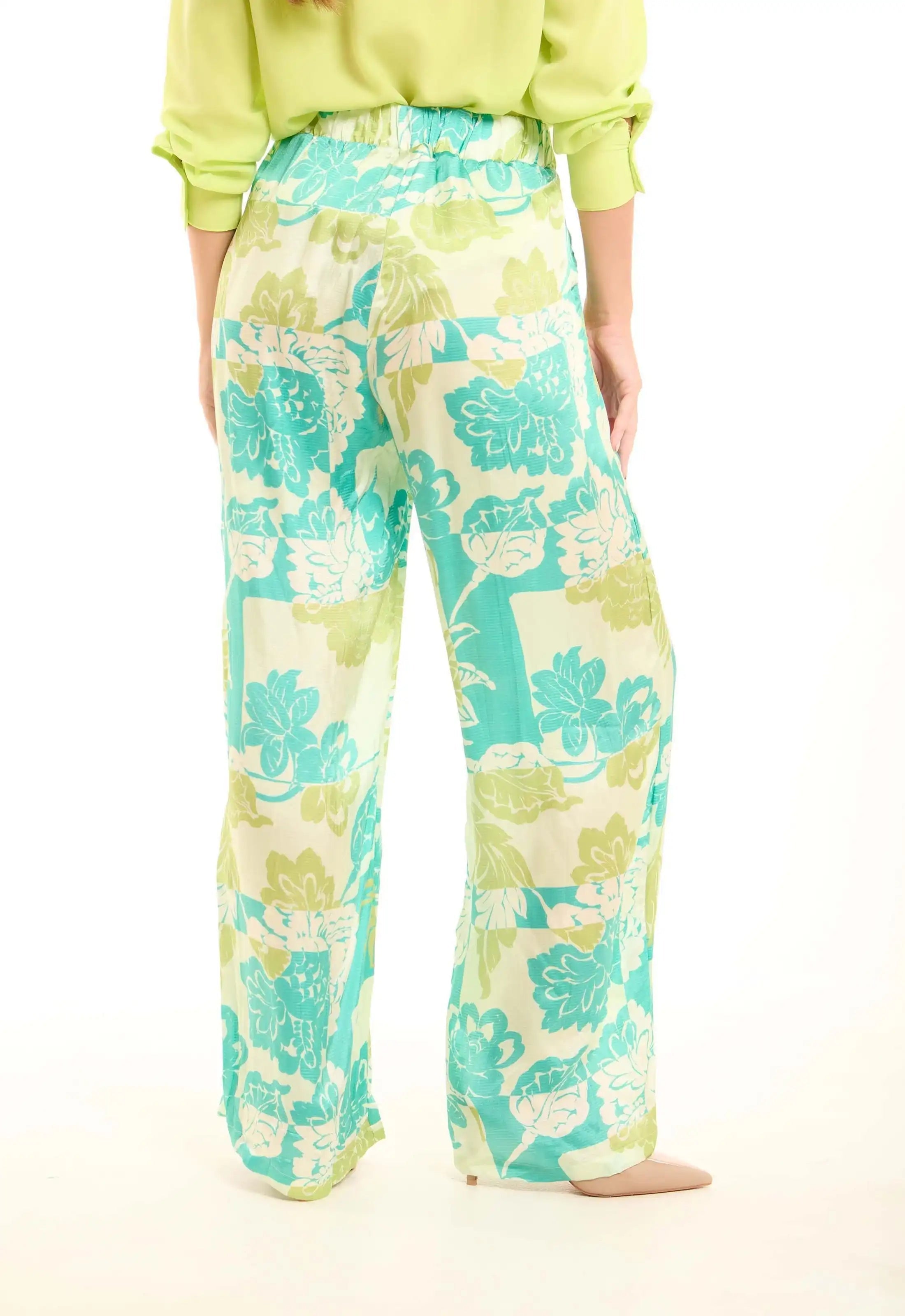 Slip On Elastic Waist Floral Pants