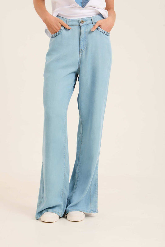 Wide-Leg Side-Slit Pants