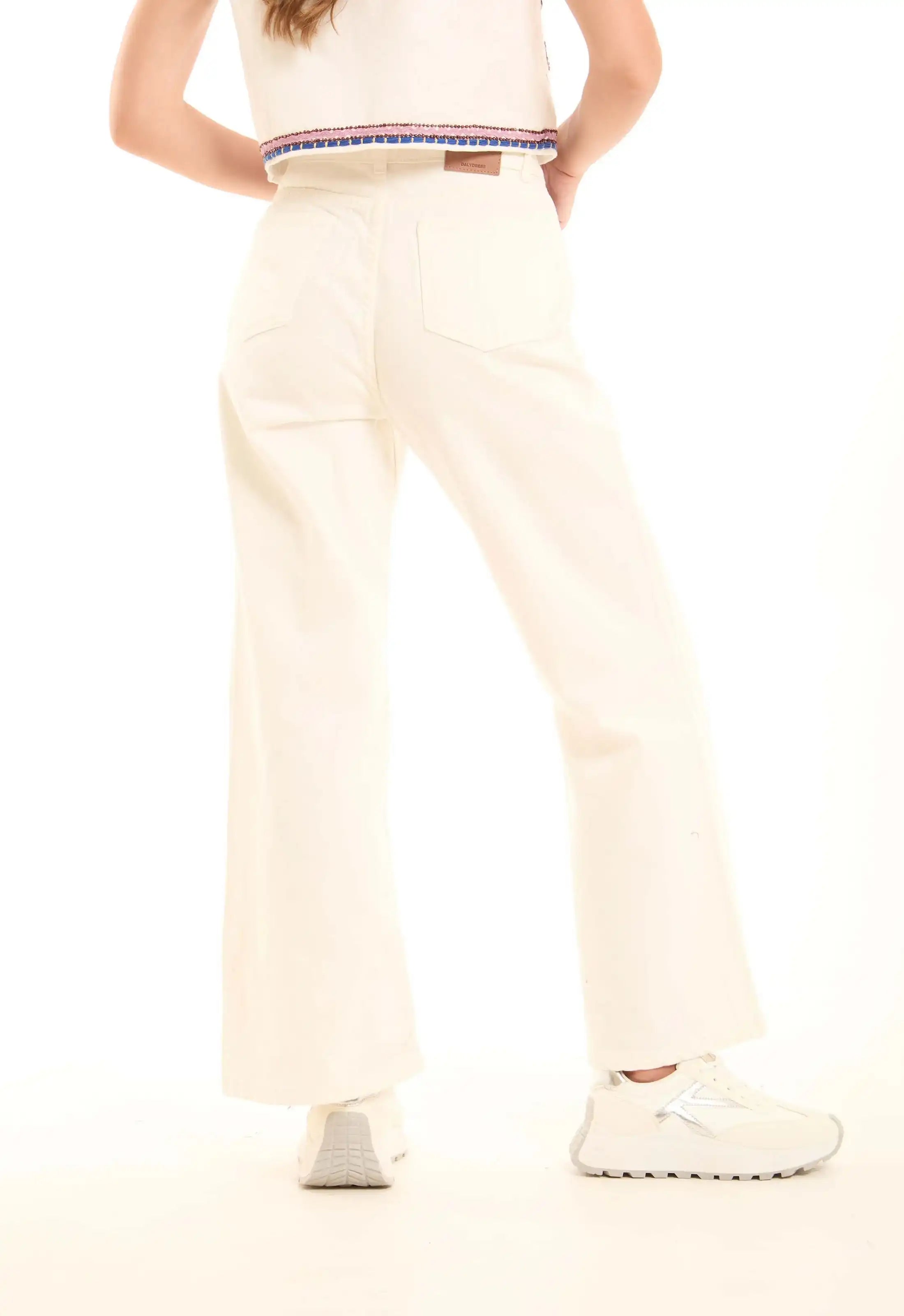 Sailor-Button Straight Pants