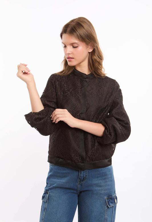 Textured Jacquard Button-Up Shirt