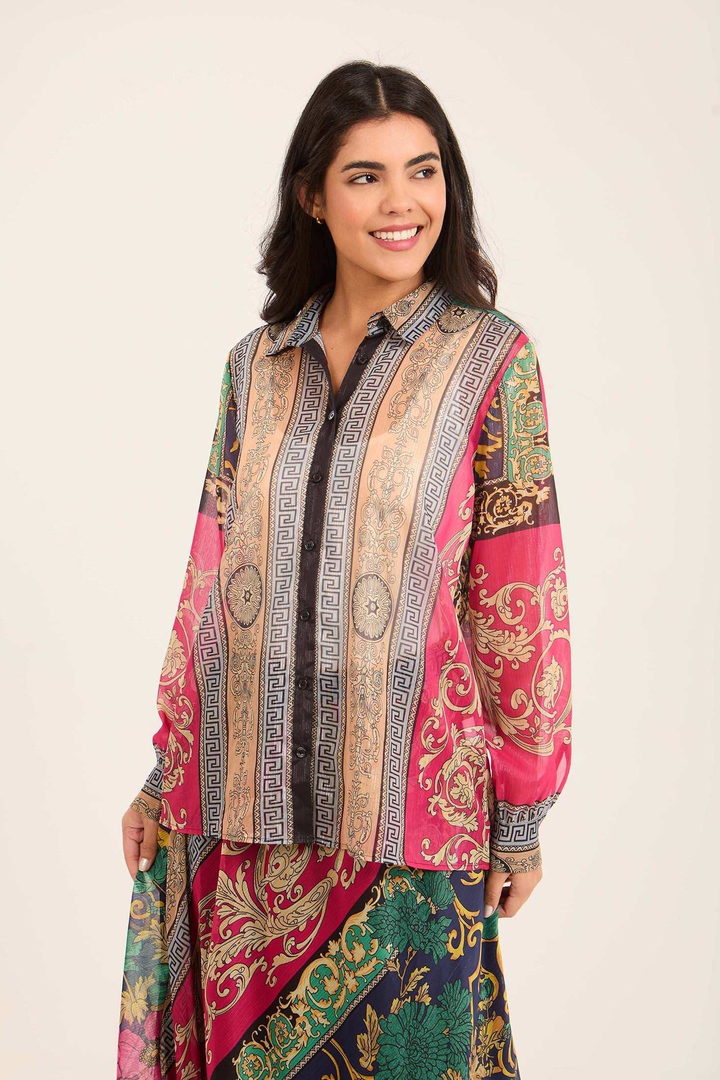 Baroque-Inspired Satin Blouse