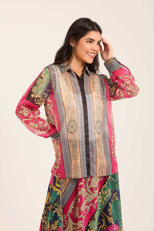 Baroque-Inspired Satin Blouse