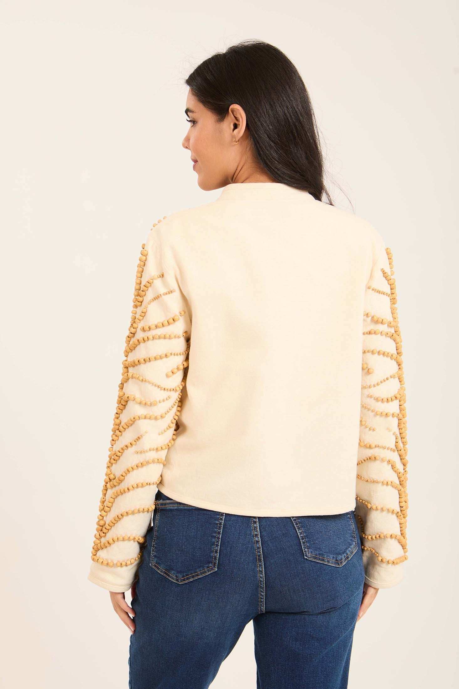 Textured Beaded Jacket with 3D Detailing