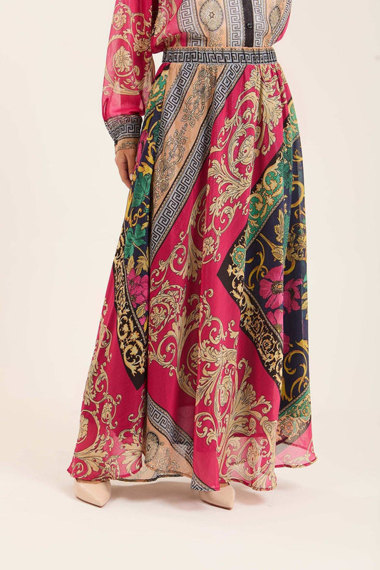 Multi-Patterns Elastic Waist Casual Skirt