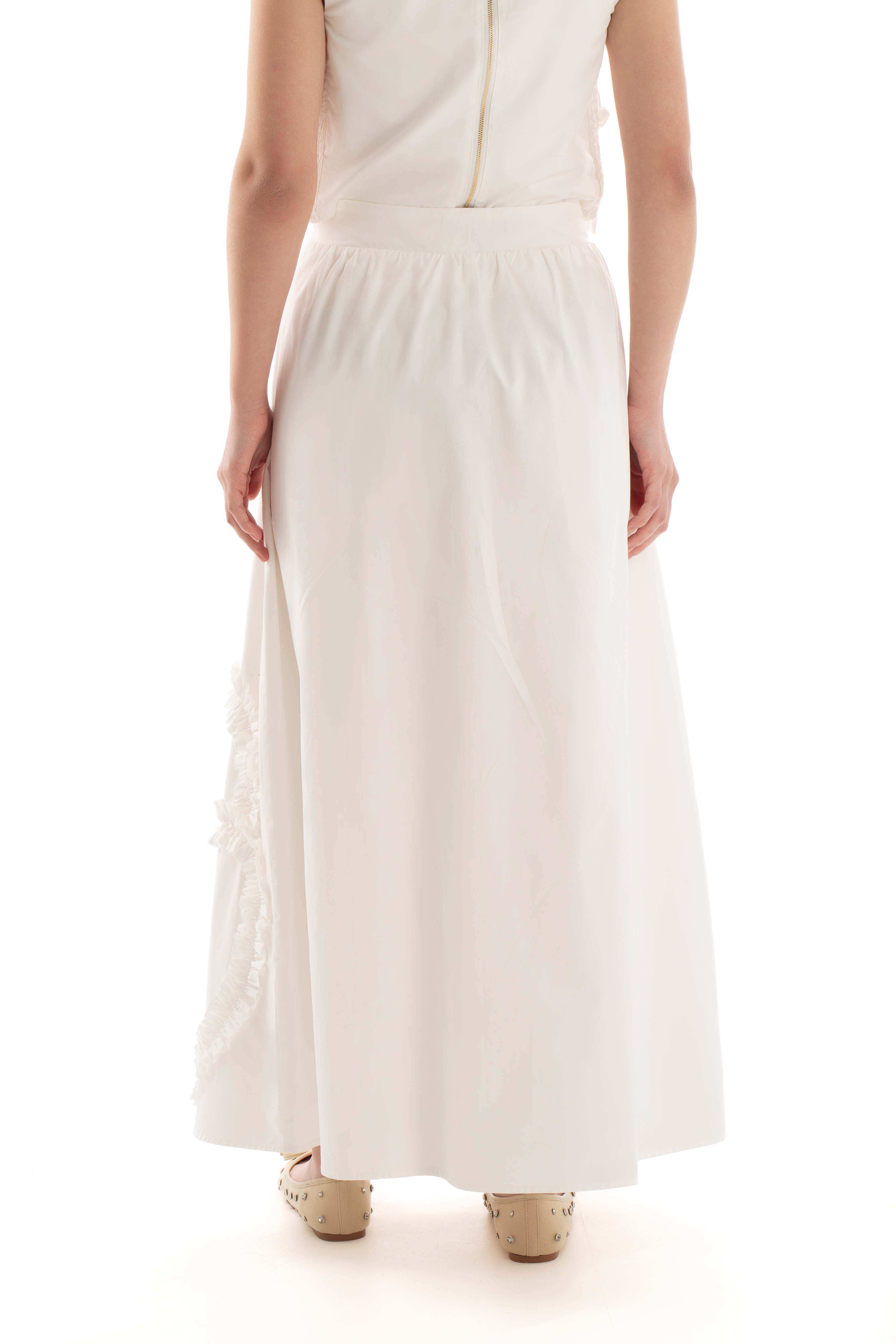 Zipped Maxi Skirt with Stitched Ruffles