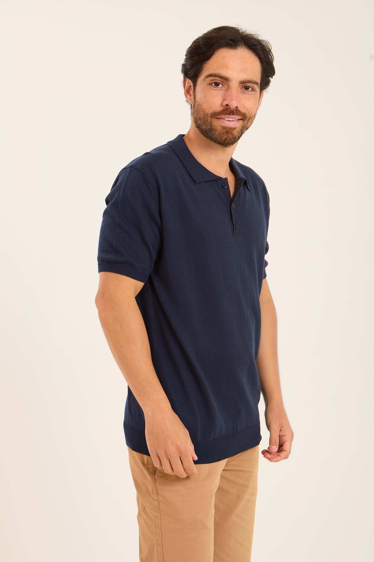 Ribbed Short Sleeves Regular Polo Shirt