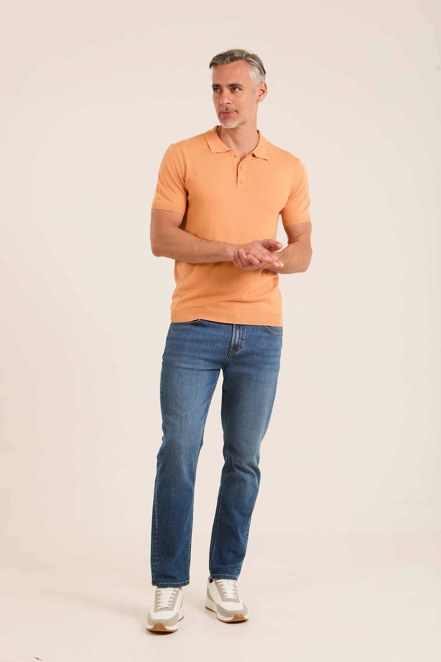 Ribbed Short Sleeves Regular Polo Shirt