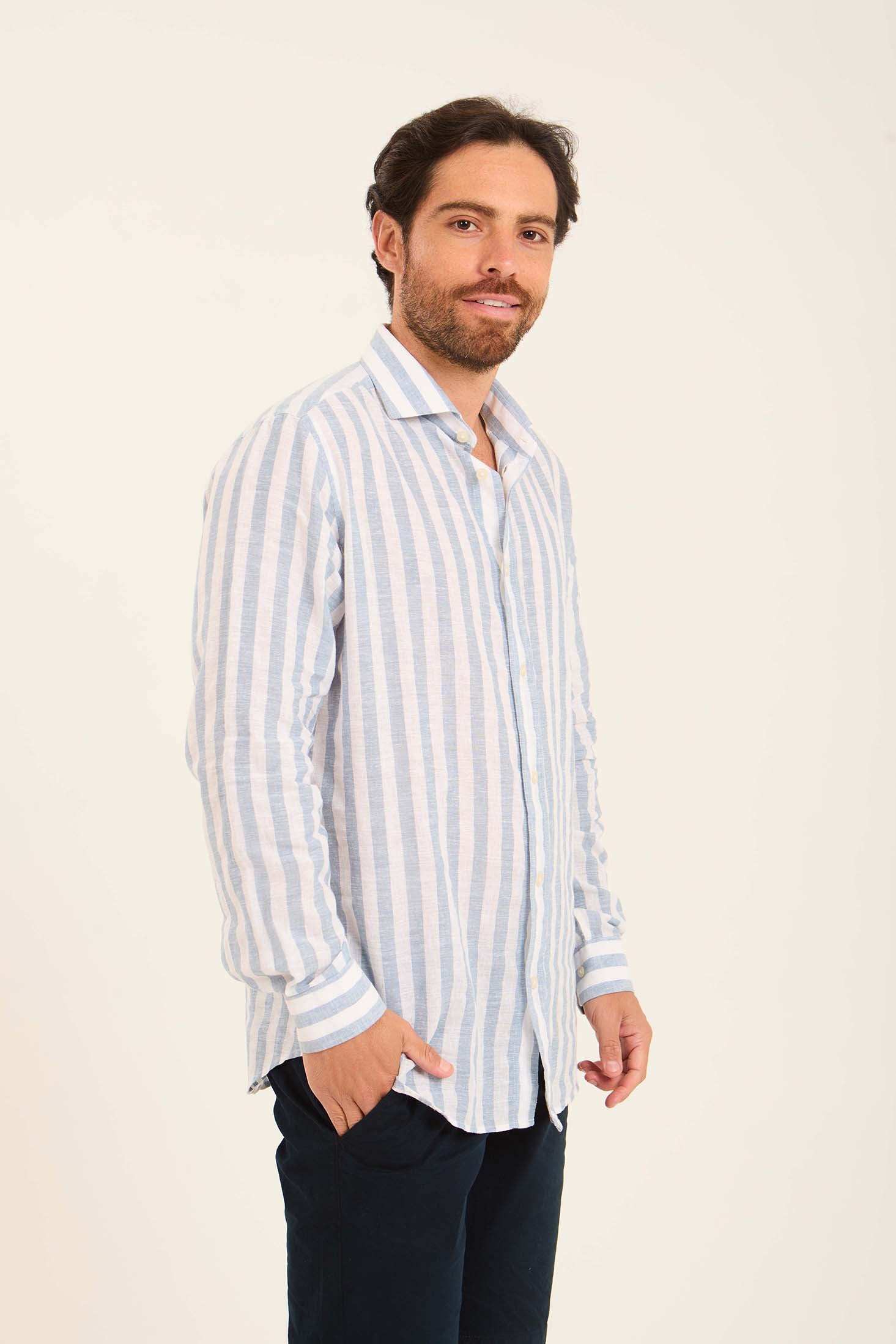Dual-Tone Striped Long Sleeves Shirt