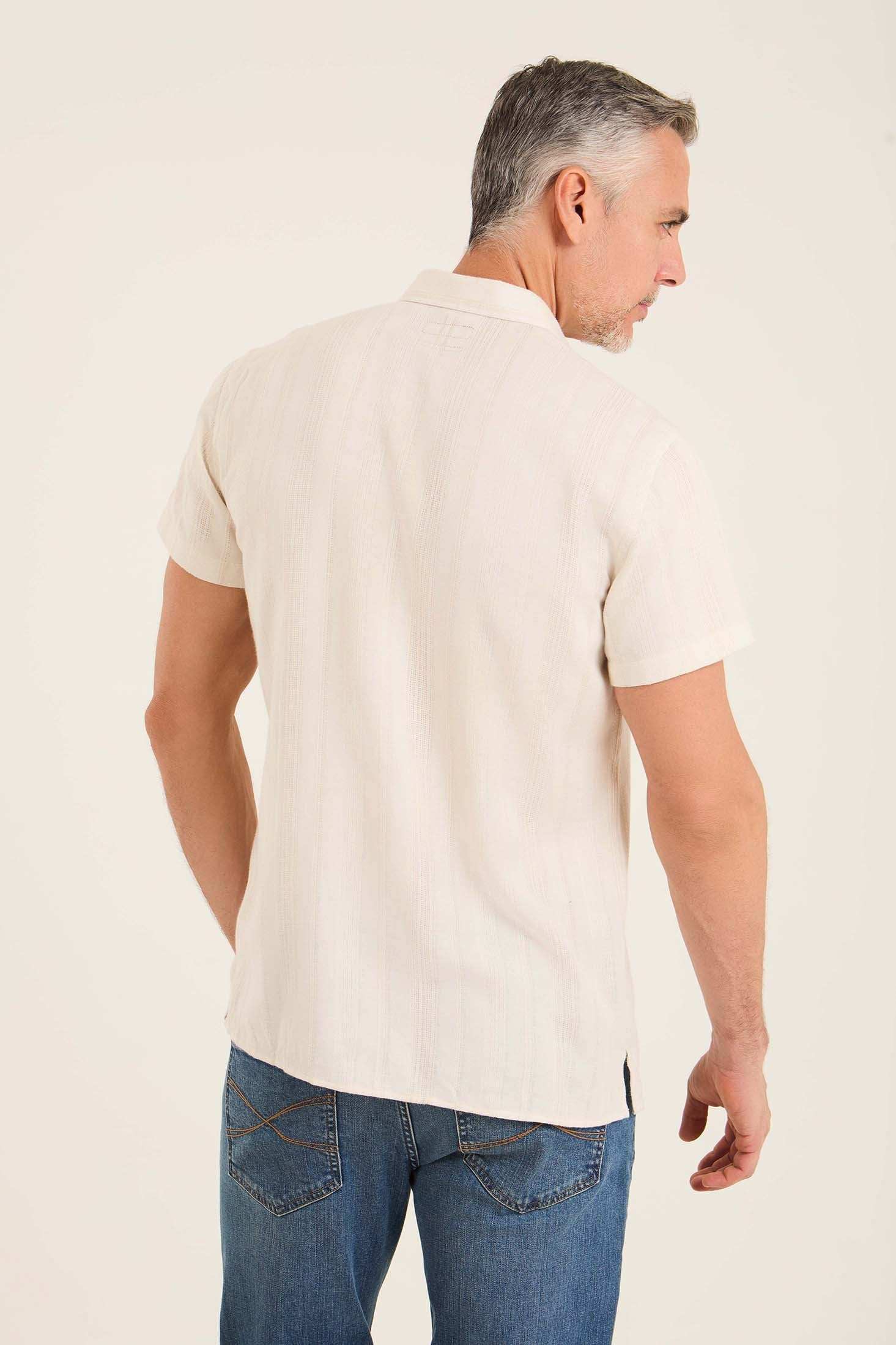 Short Sleeves Buttoned Striped Shirt