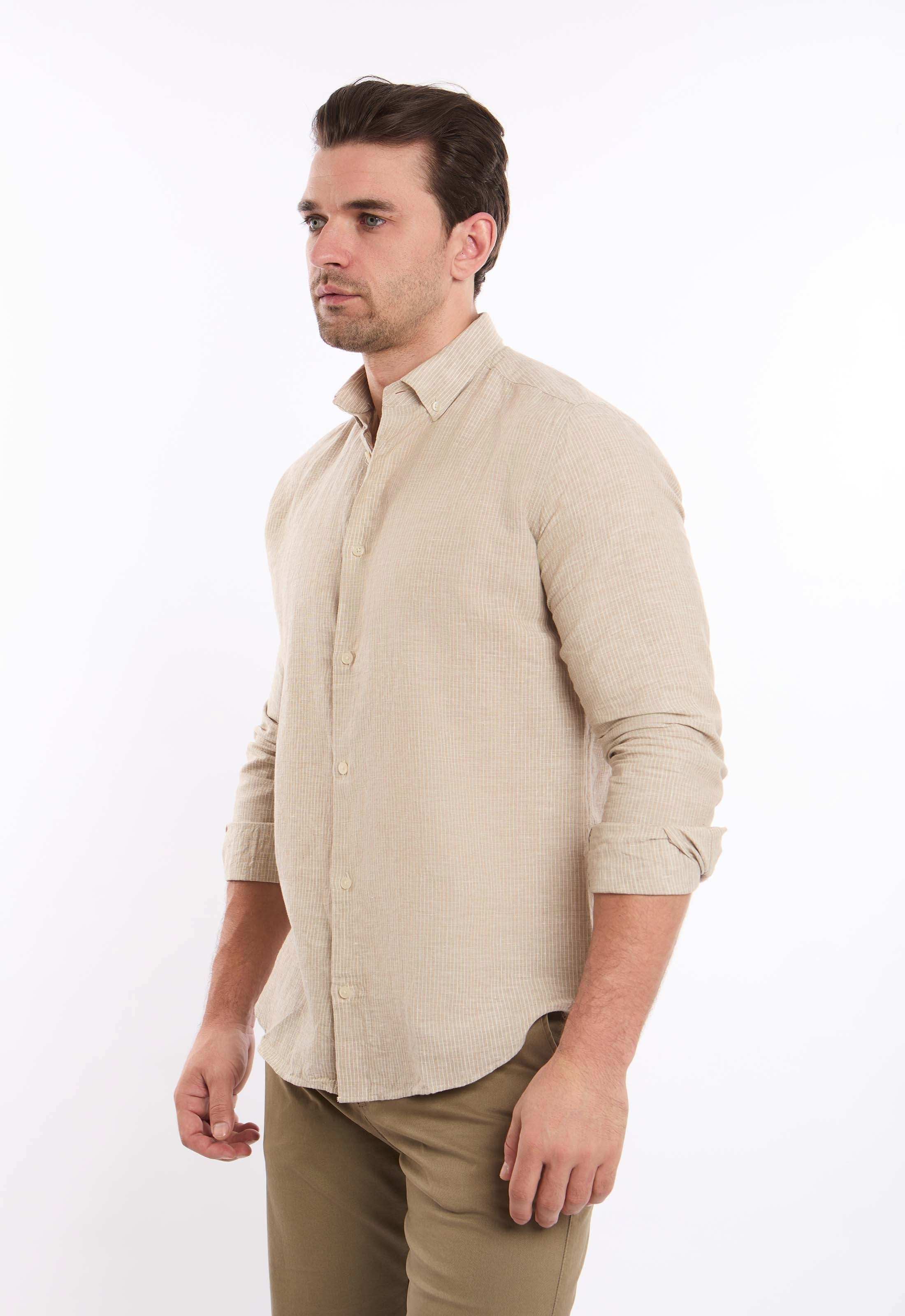Pencil Stripes Casual Linen Shirt