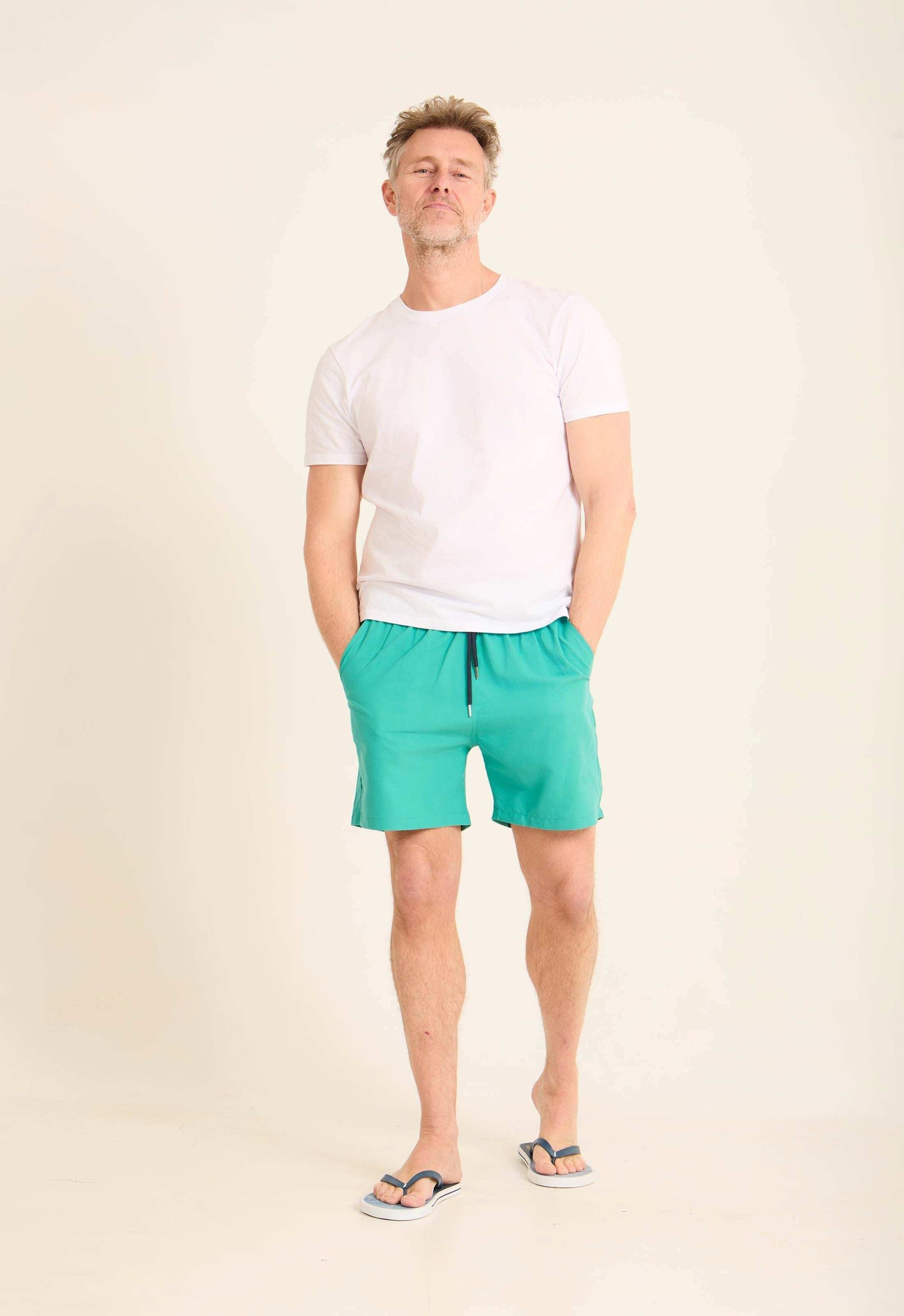 Elastic Waist with Drawstring Swim Shorts