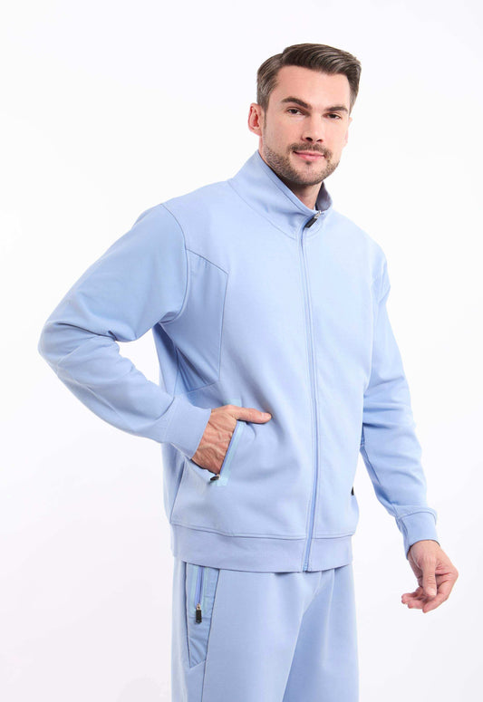 Stand Collar Zipped Solid Jacket