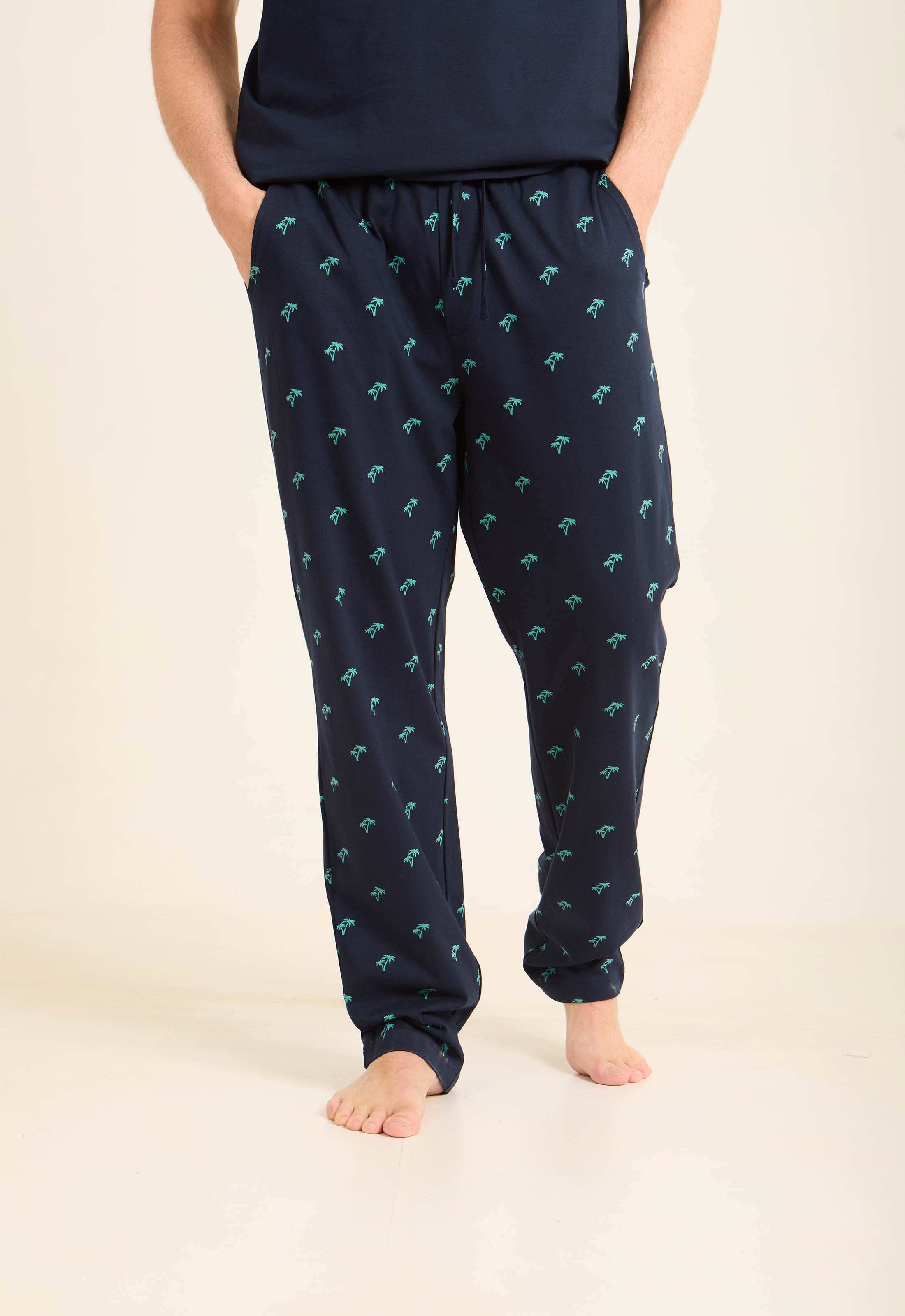 Printed Tee & Patterned Pants Comfy Pajama Set