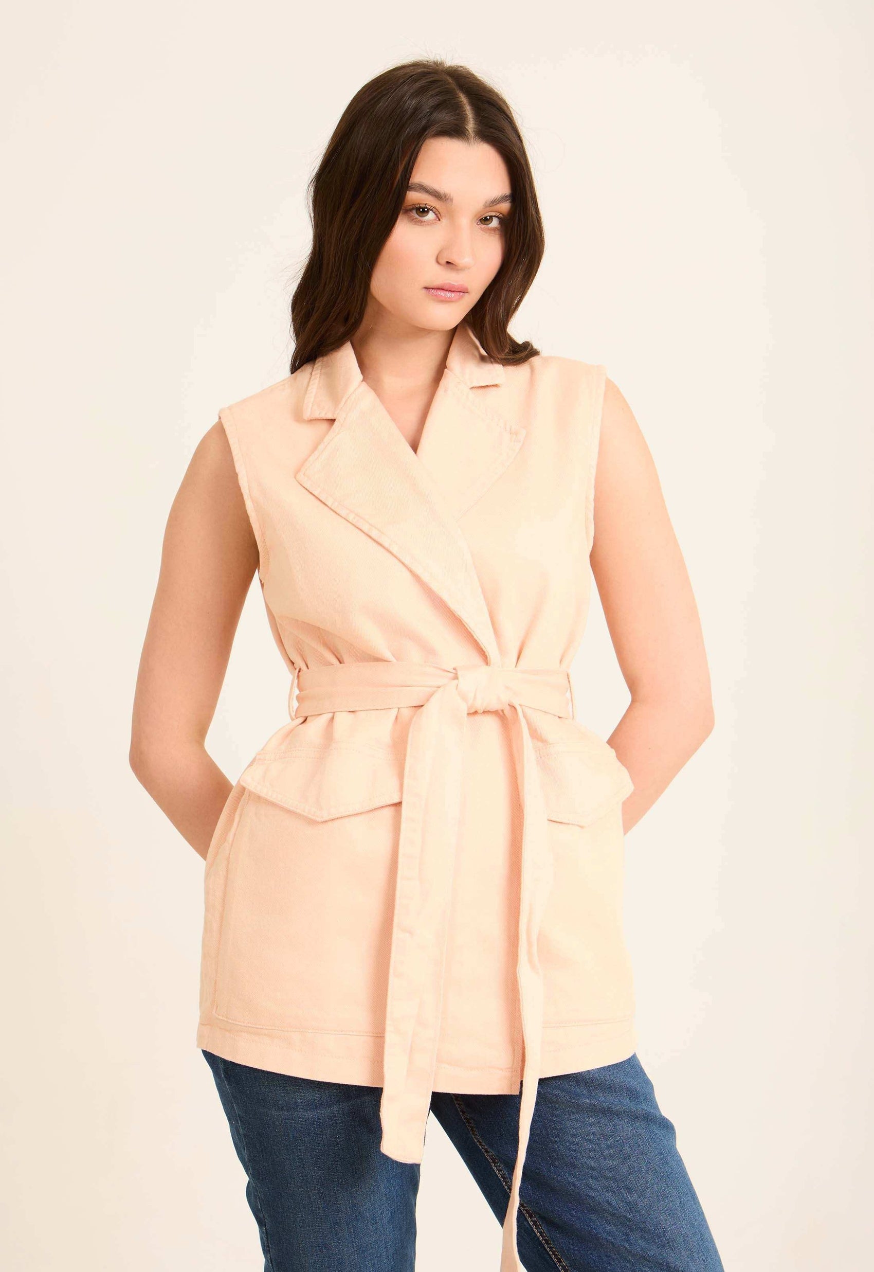 Sleeveless Solid Lace-Up Casual Vest