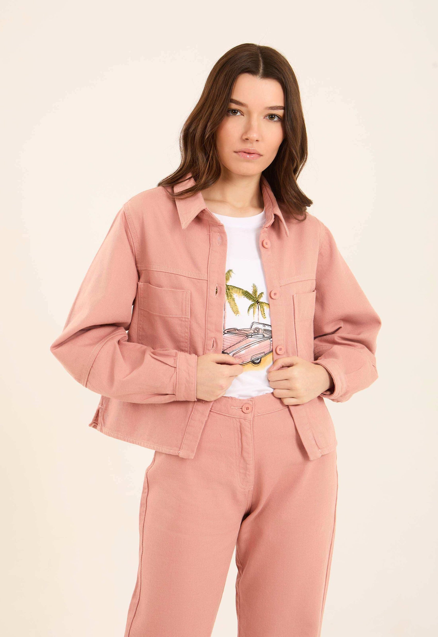 Tailored Cotton Jacket with Buttoned Cuffs