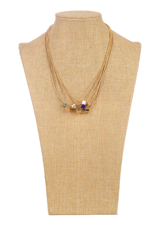 Layered Geometric Bead Necklace Design