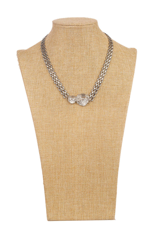 Double Chain Floral Pendant Necklace Design