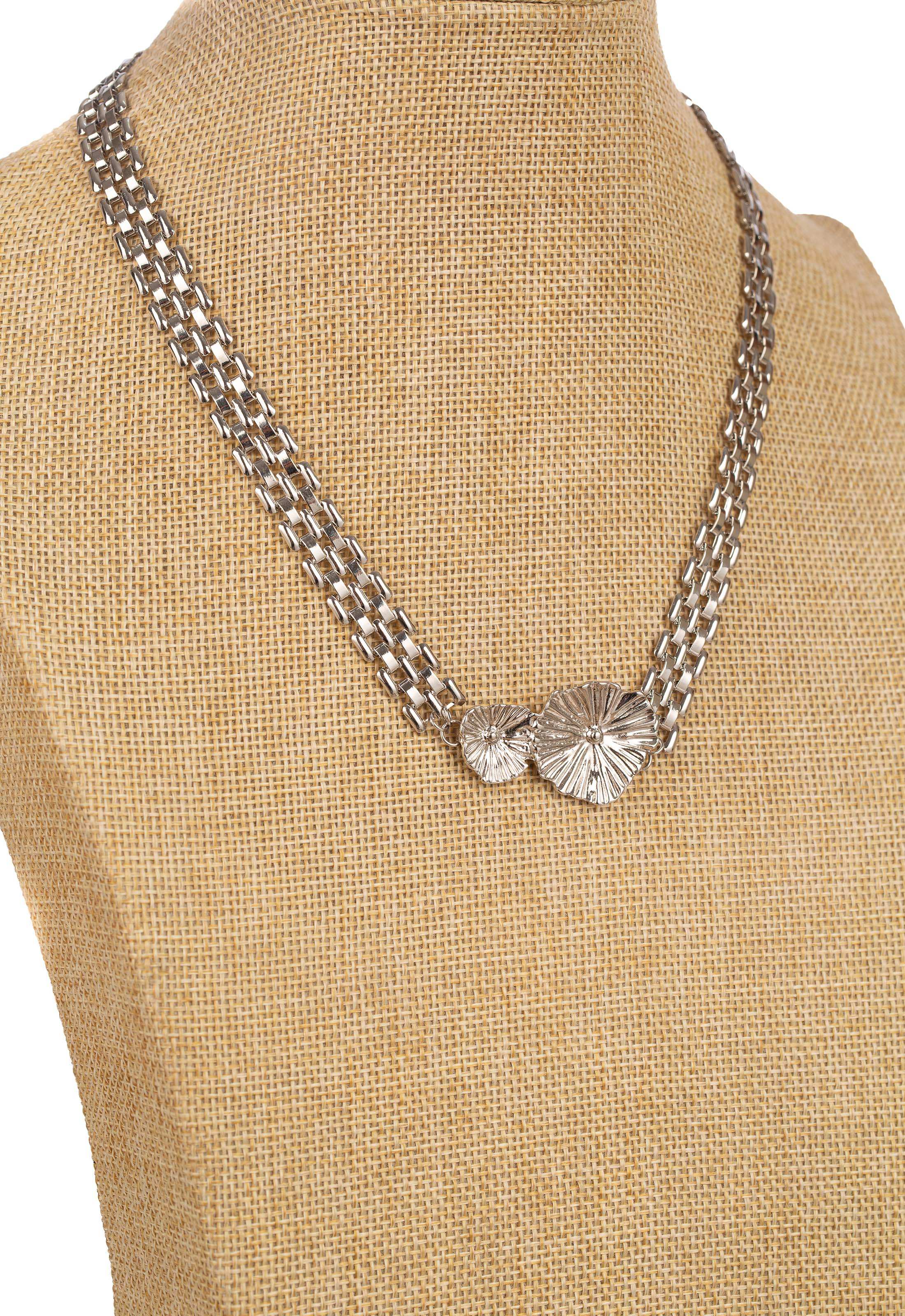 Double Chain Floral Pendant Necklace Design