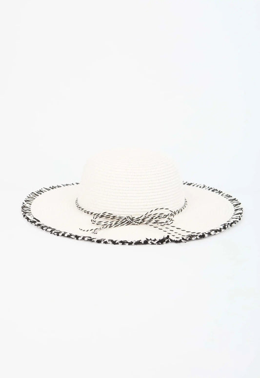 Two-Tone Brim Hat with Decorative Braids