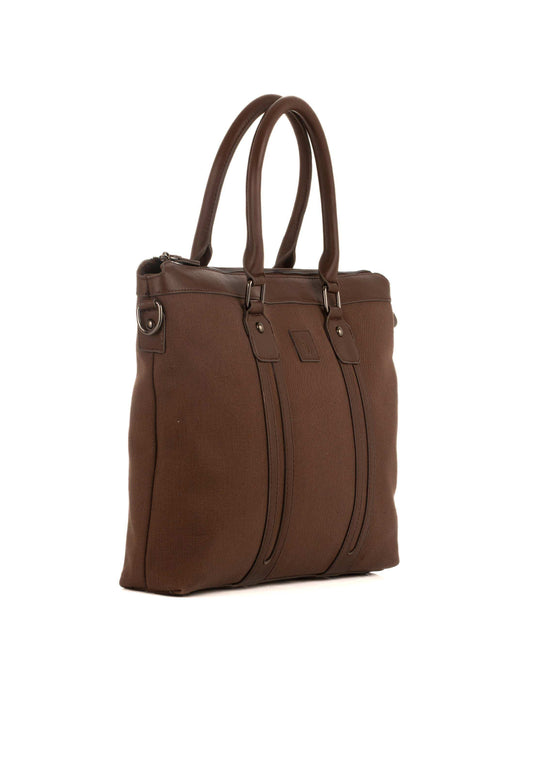 Top-Handle Cloth & Leather Laptop Bag