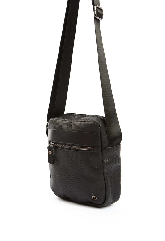 Textured Leather Zipped Crossbody Bag