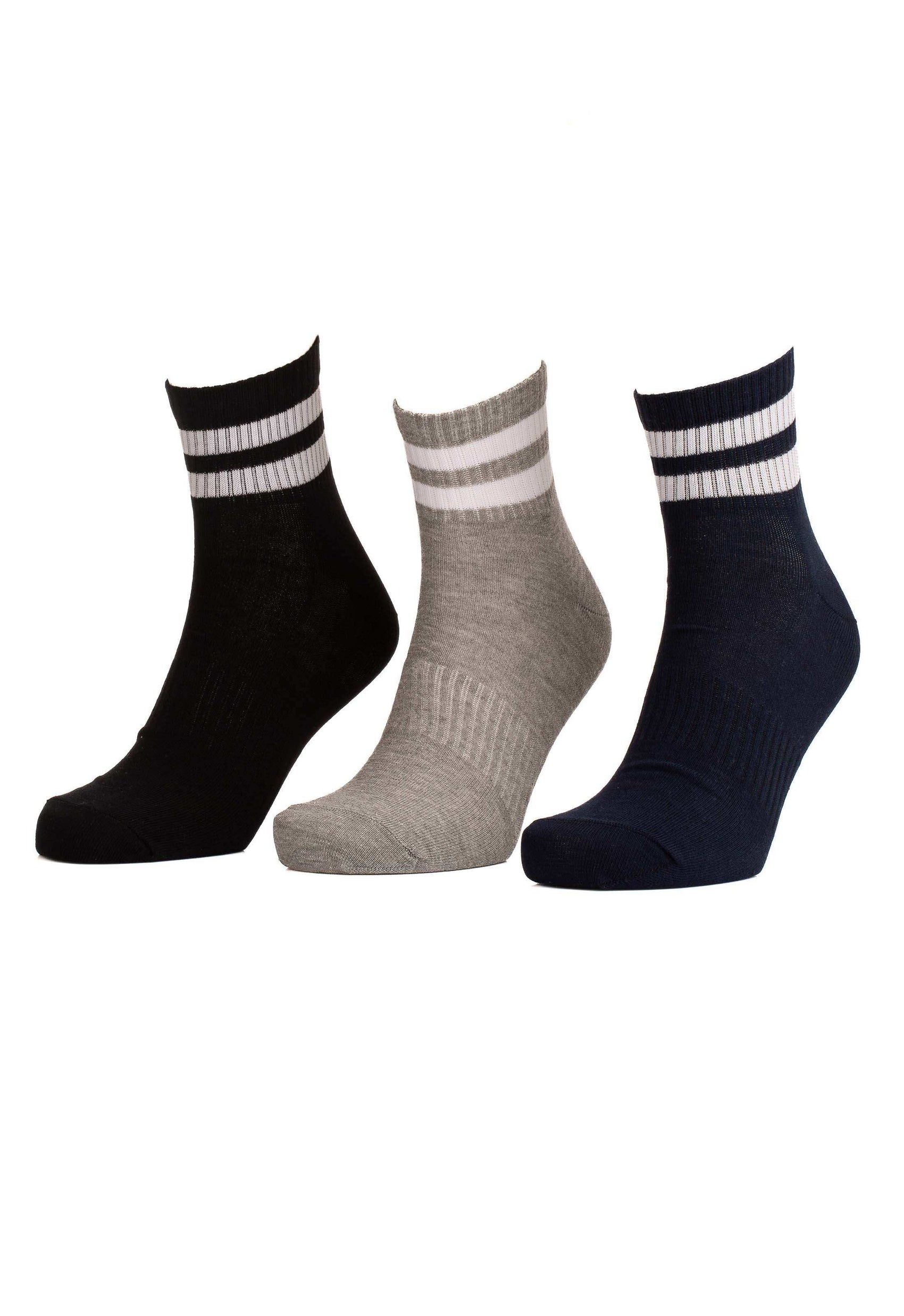 Pack of Three Contrast Striped Half Socks