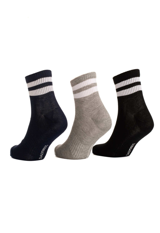Pack of Three Contrast Striped Half Socks