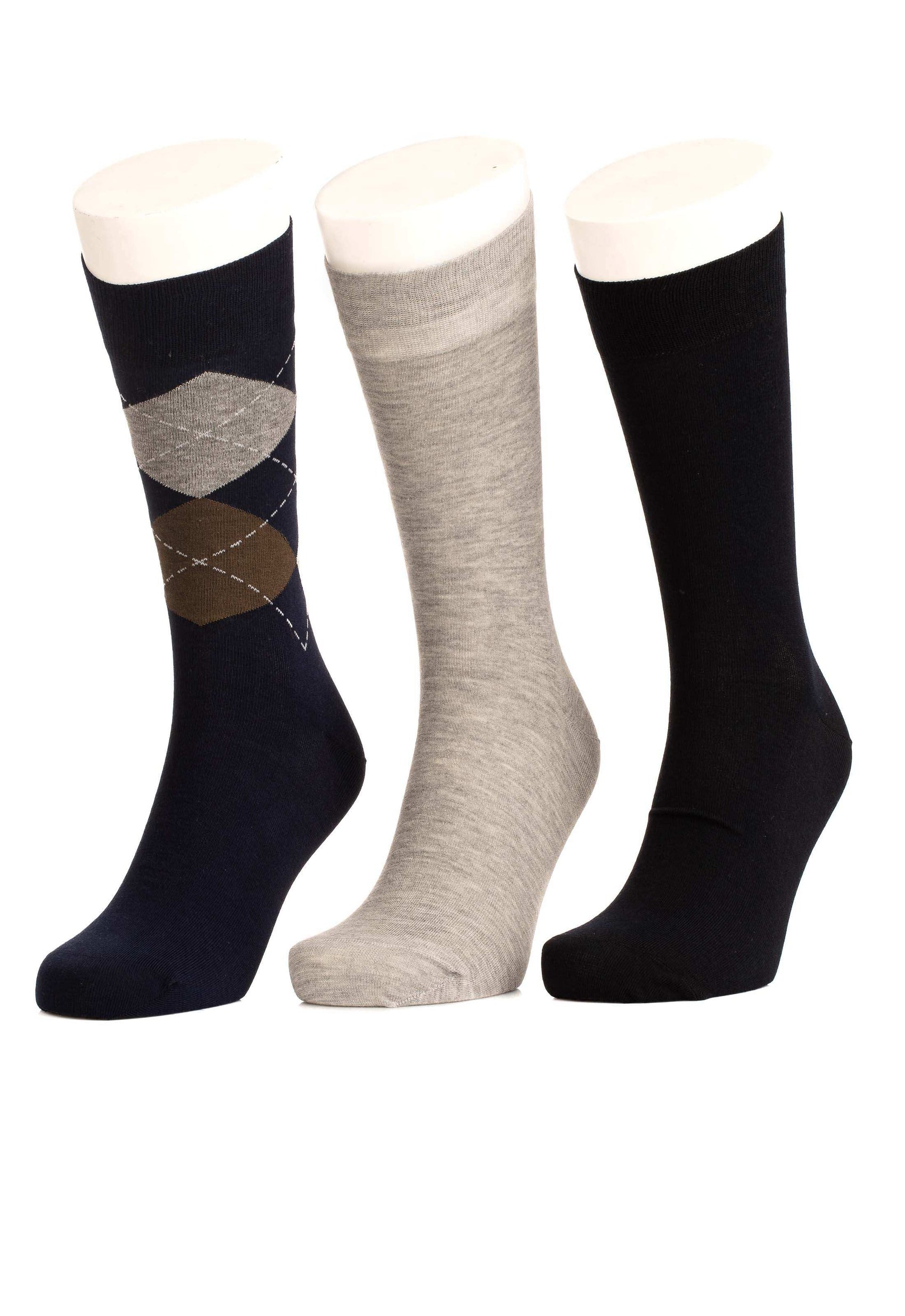 Set of 3 Solid & Patterned Mid-Calf Socks