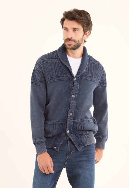 Elegant Knitted Cardigan with Shawl Collar