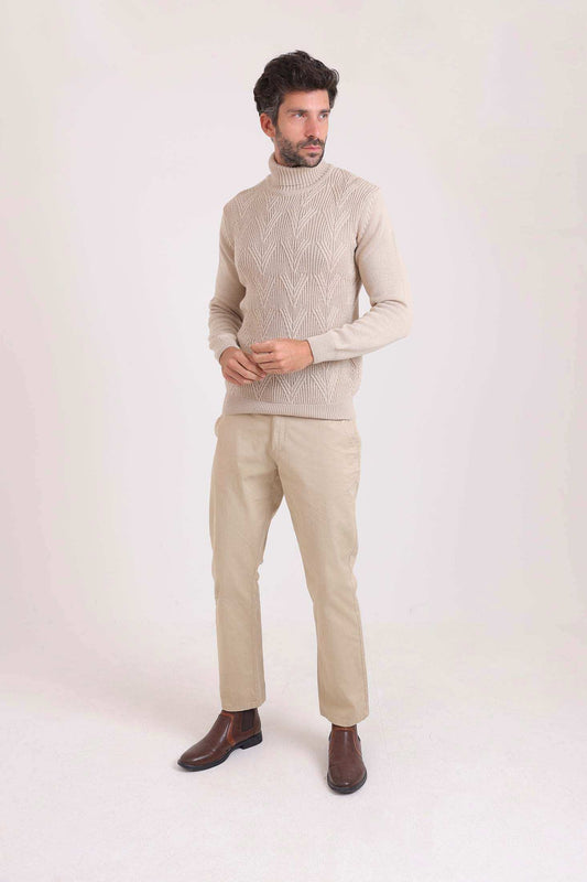 Ribbed Turtle Neck Knitted Pullover