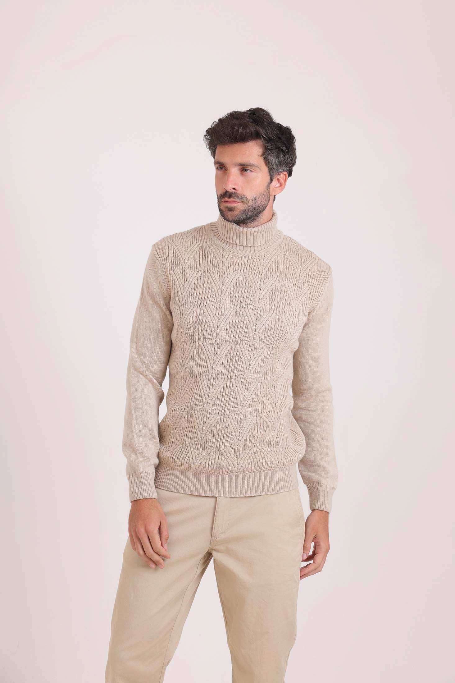 Ribbed Turtle Neck Knitted Pullover