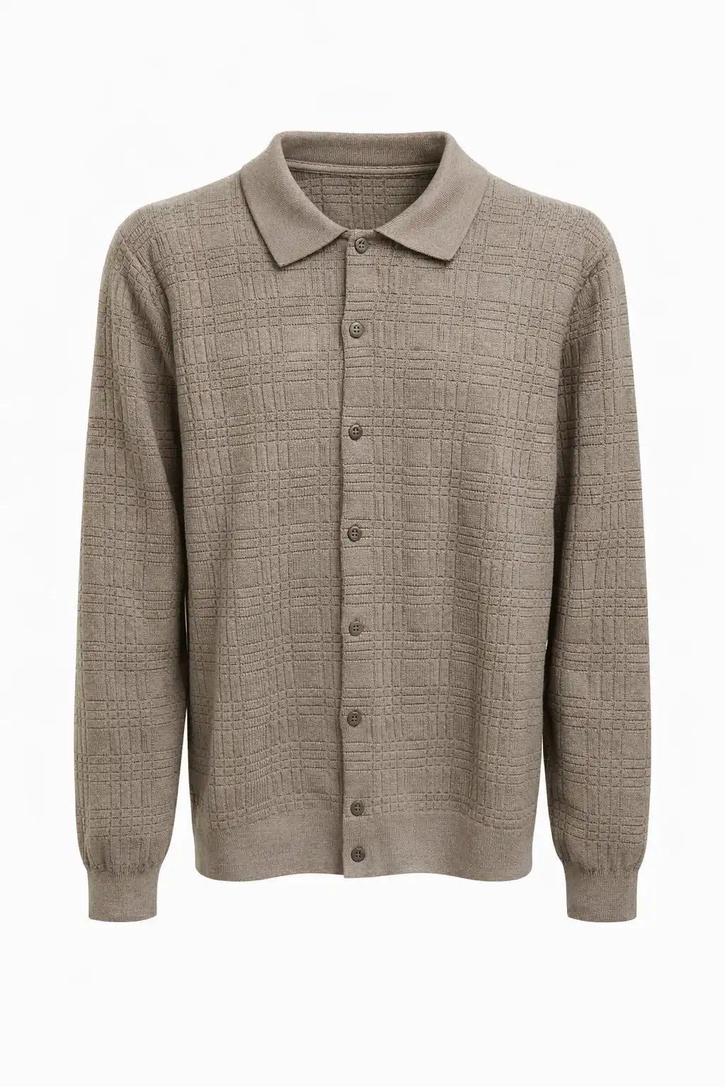 Textured Button-Up Knit Shirt