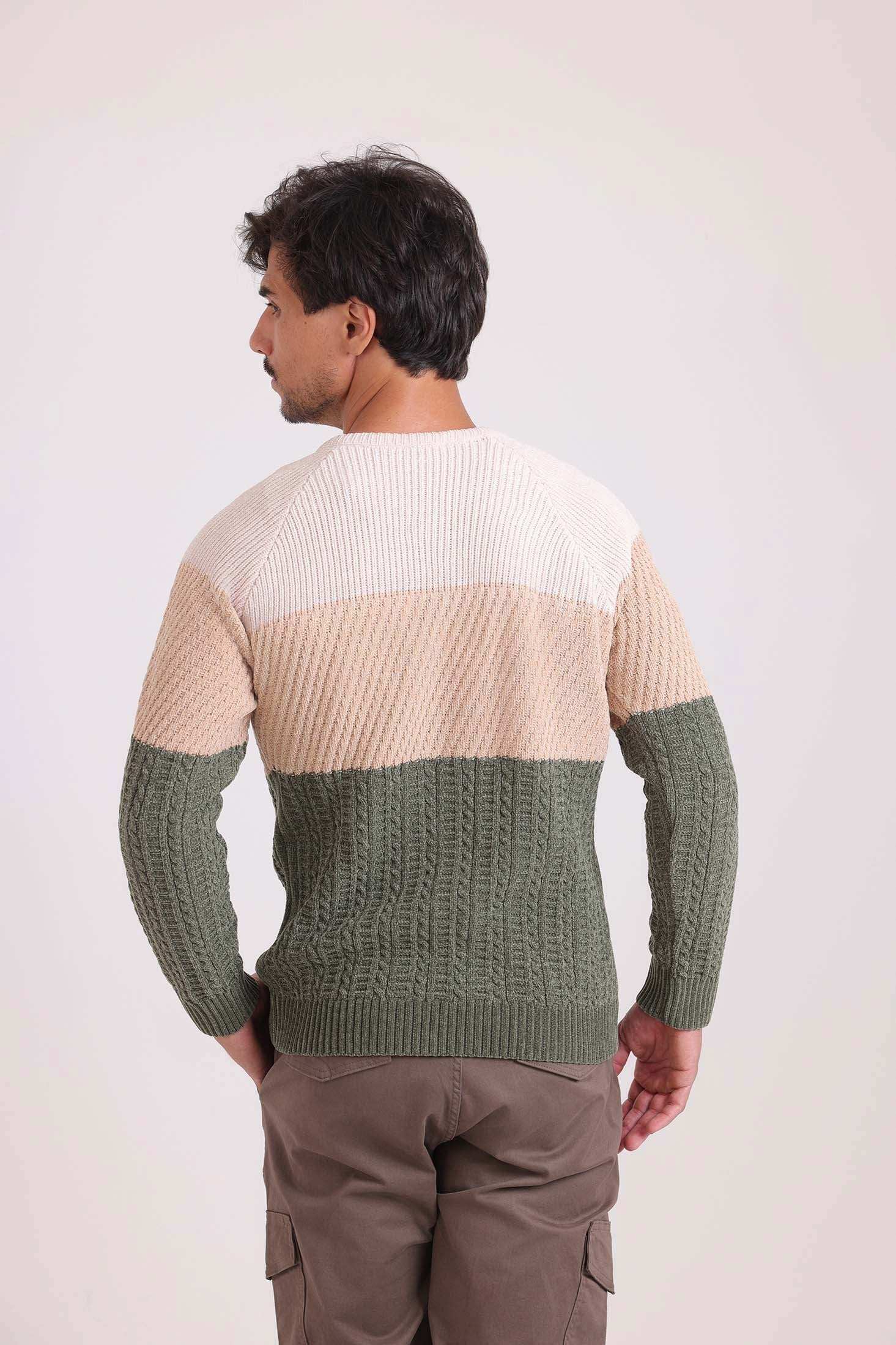 Tri-Tone Multiple Knits Pullover