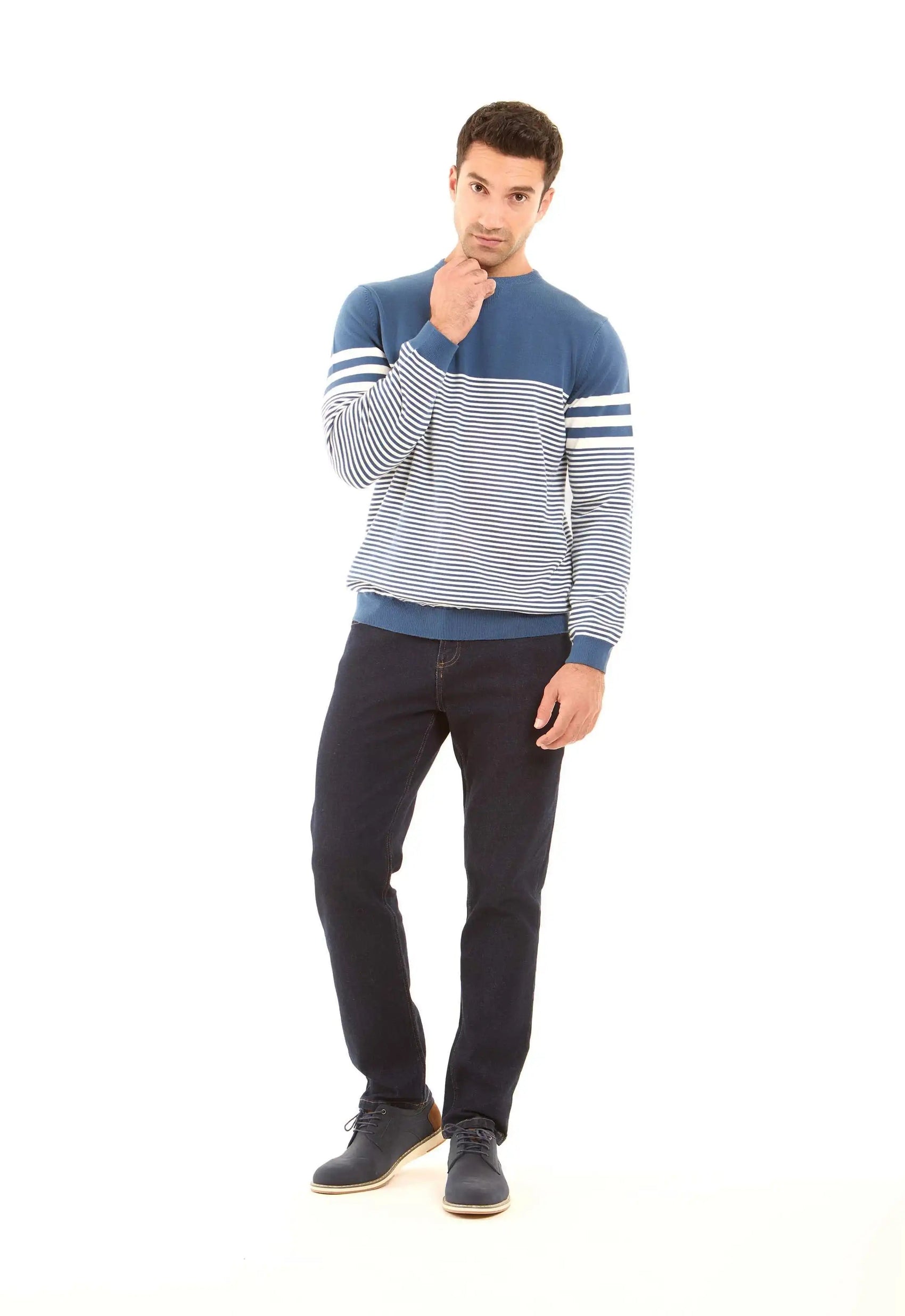 Long Sleeves Striped Pullover with Hem