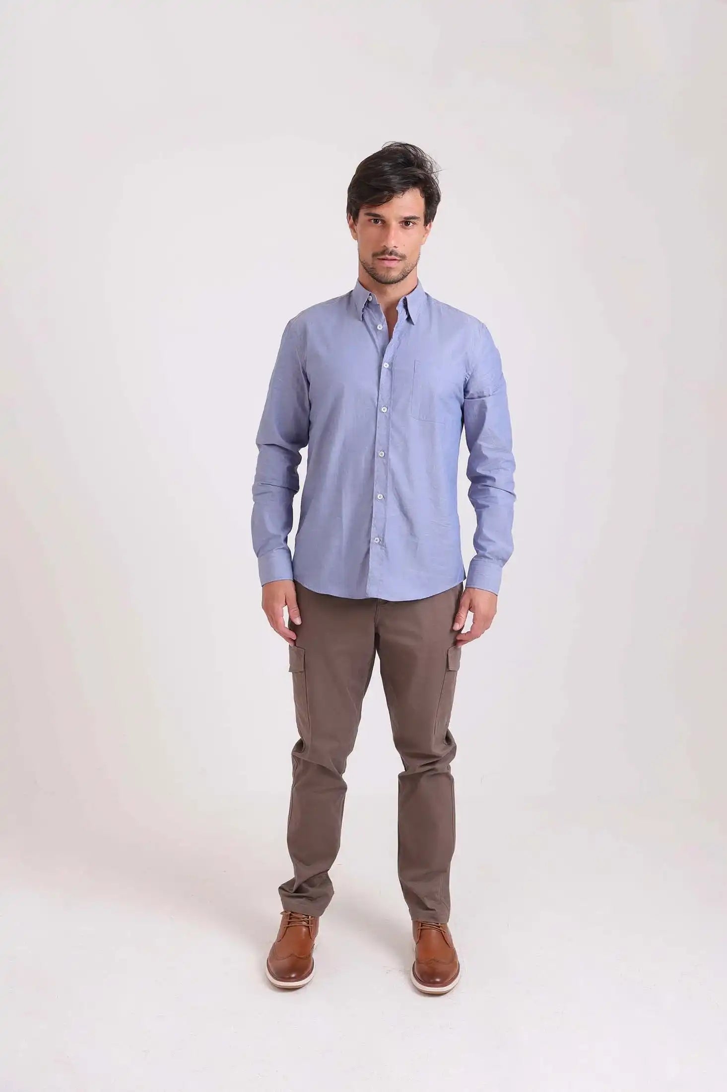 Solid Slim Cargo Pants with Pockets