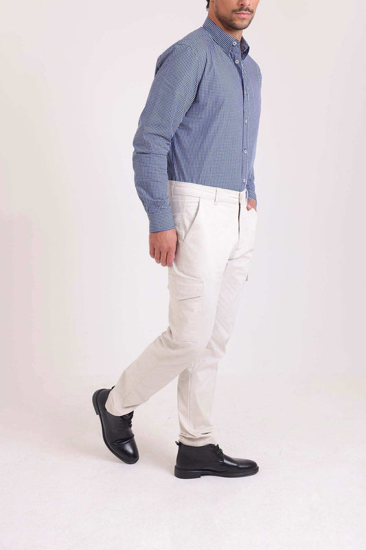 Solid Slim Cargo Pants with Pockets