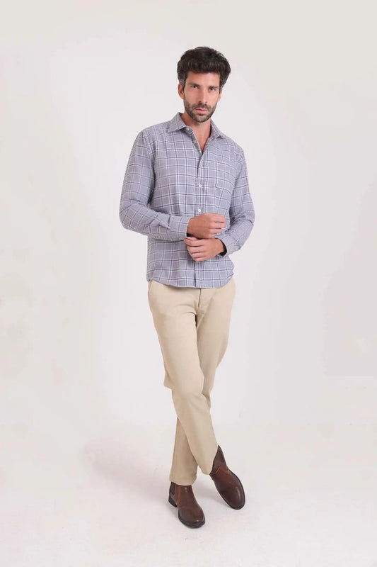 Long Sleeves Plaids Shirt with Pocket