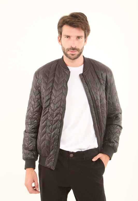 Quilted Nylon Bomber Jacket