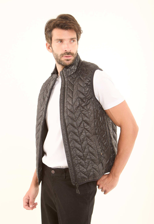 Mock Neck Zipped Quilted Vest