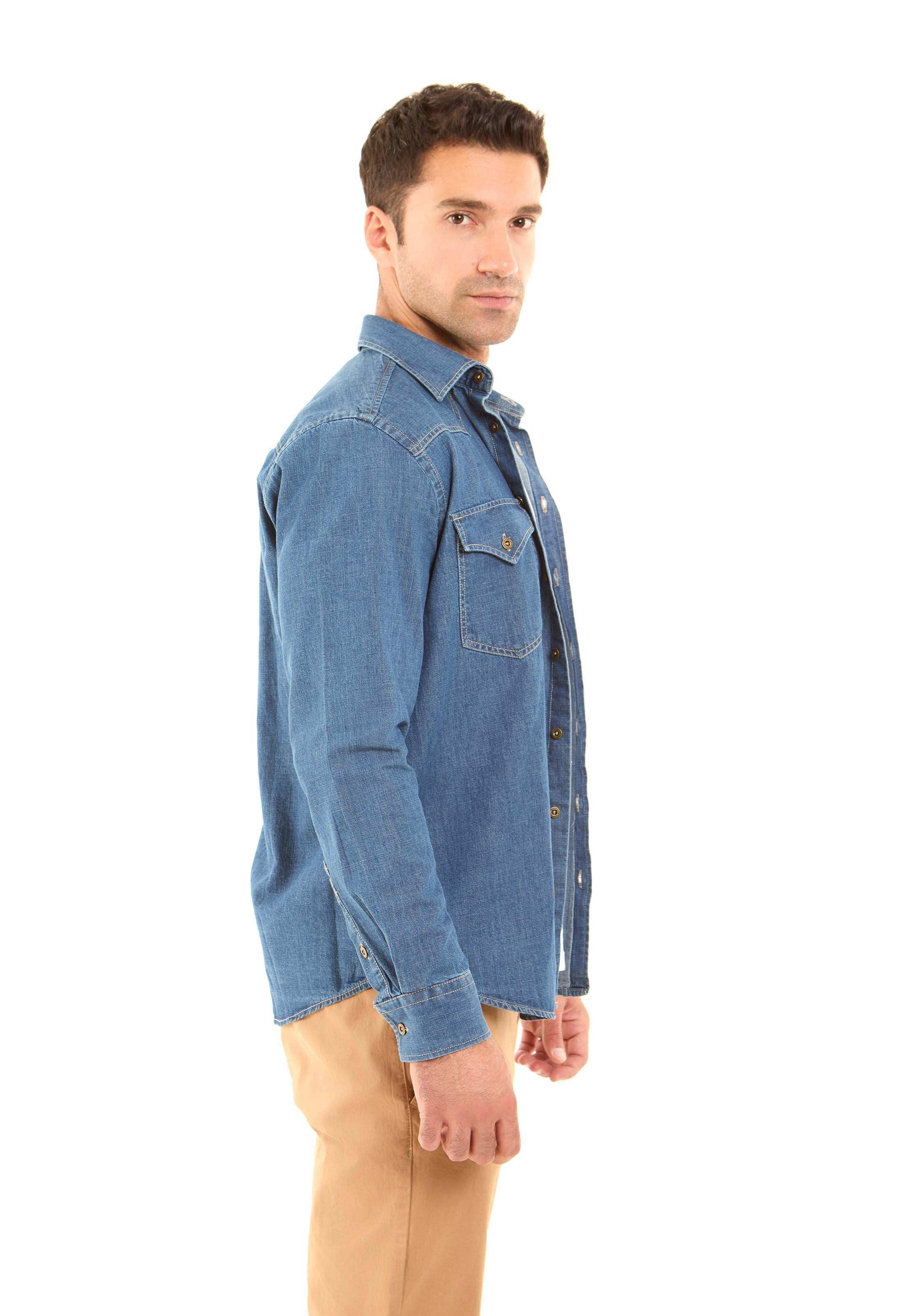 Long Sleeves Buttoned Denim Shirt