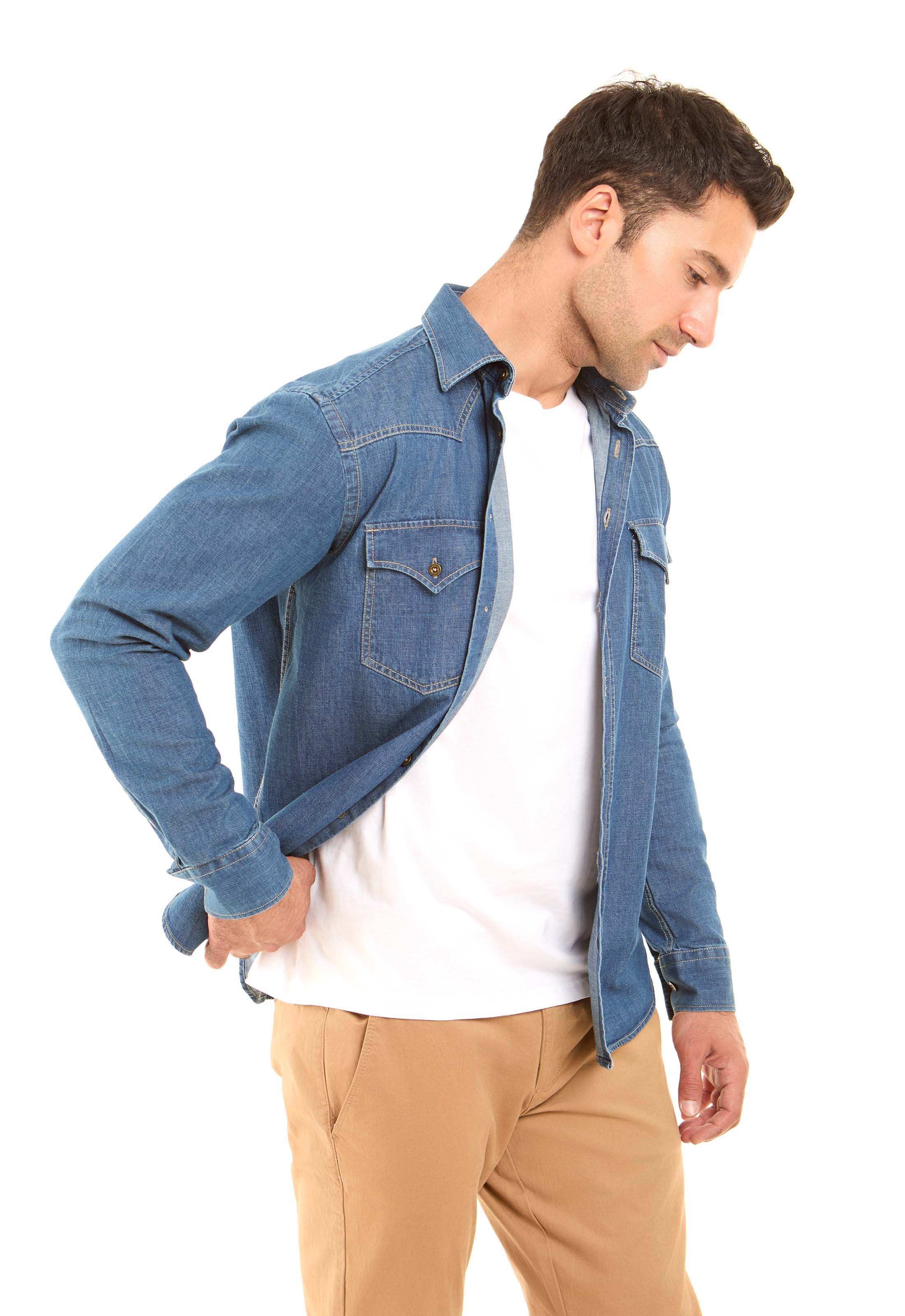 Long Sleeves Buttoned Denim Shirt