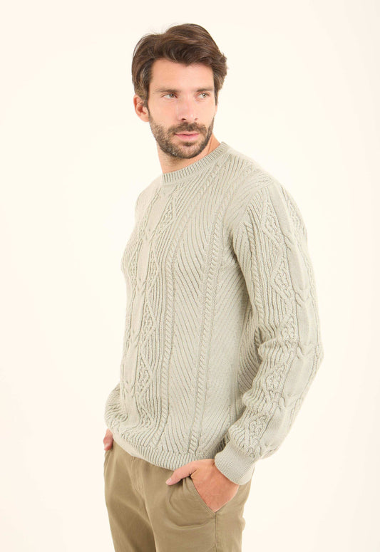 Crew Neck Slip On Pullover with Chunky Knit