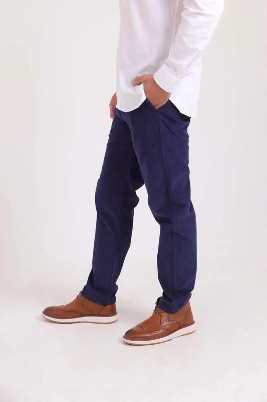 Solid Cotton Chino Pants with Side Pockets