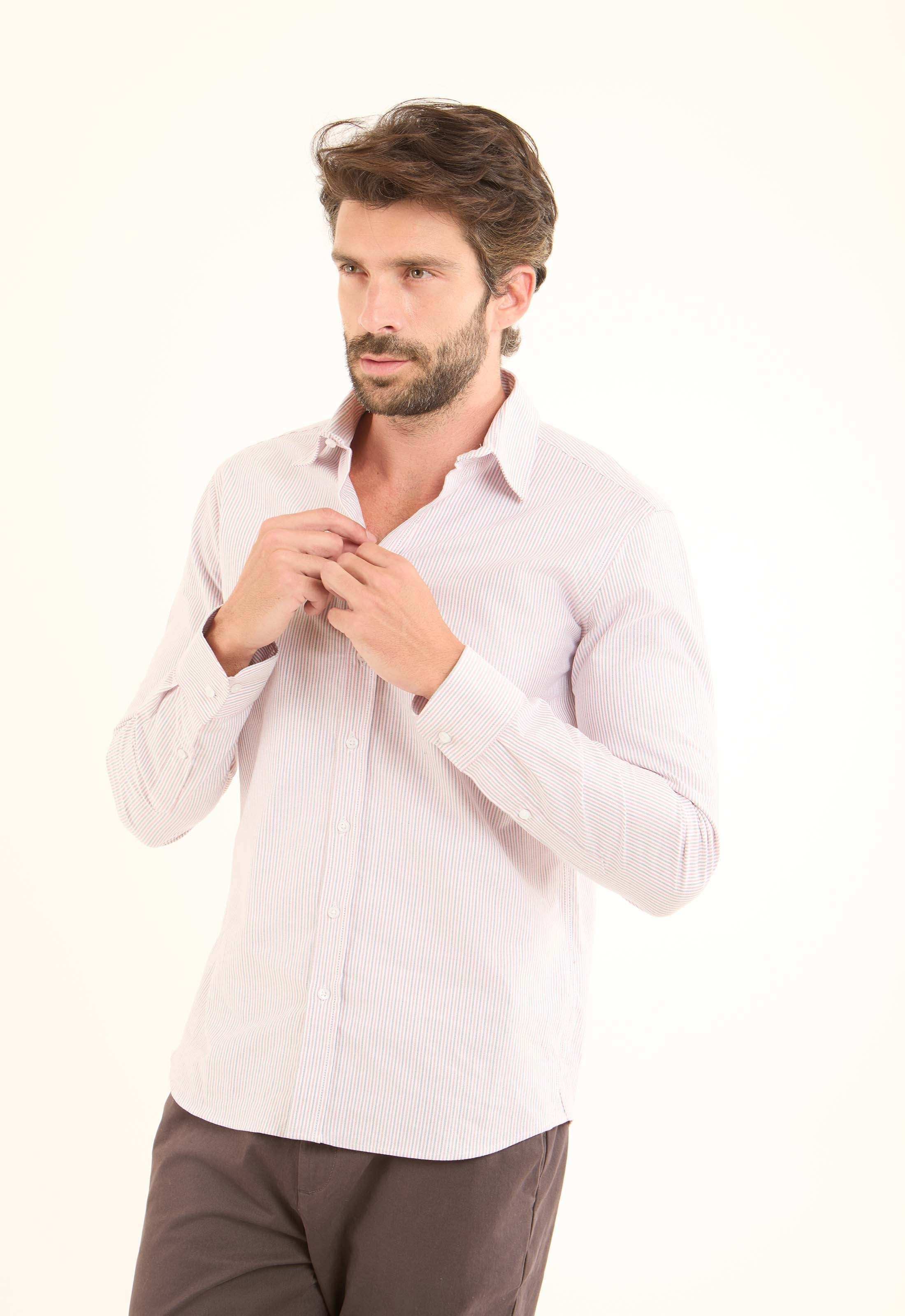 Tri-Tone Pencil Stripes Casual Shirt