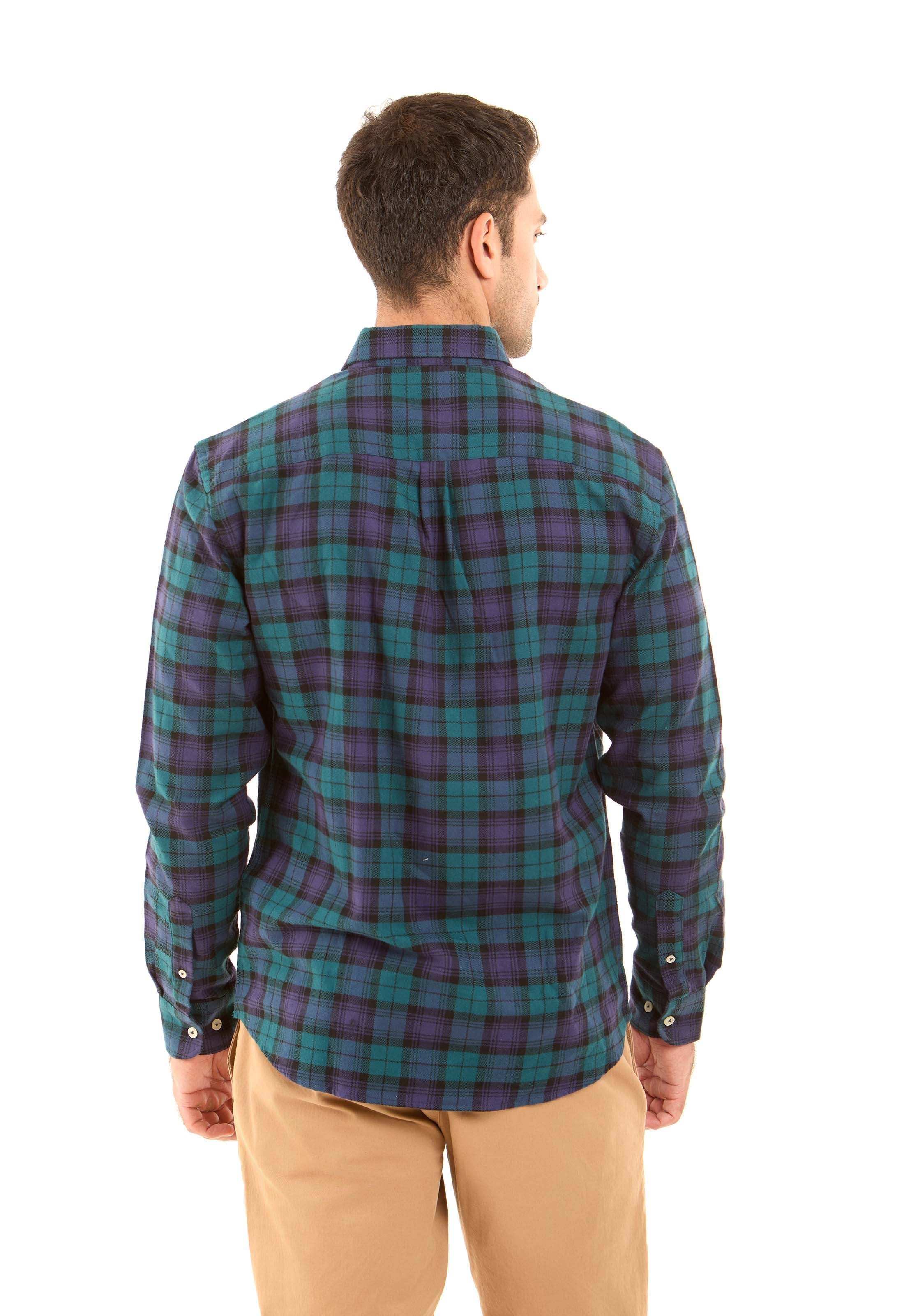 Casual Tartan Shirt with Turn Down Collar