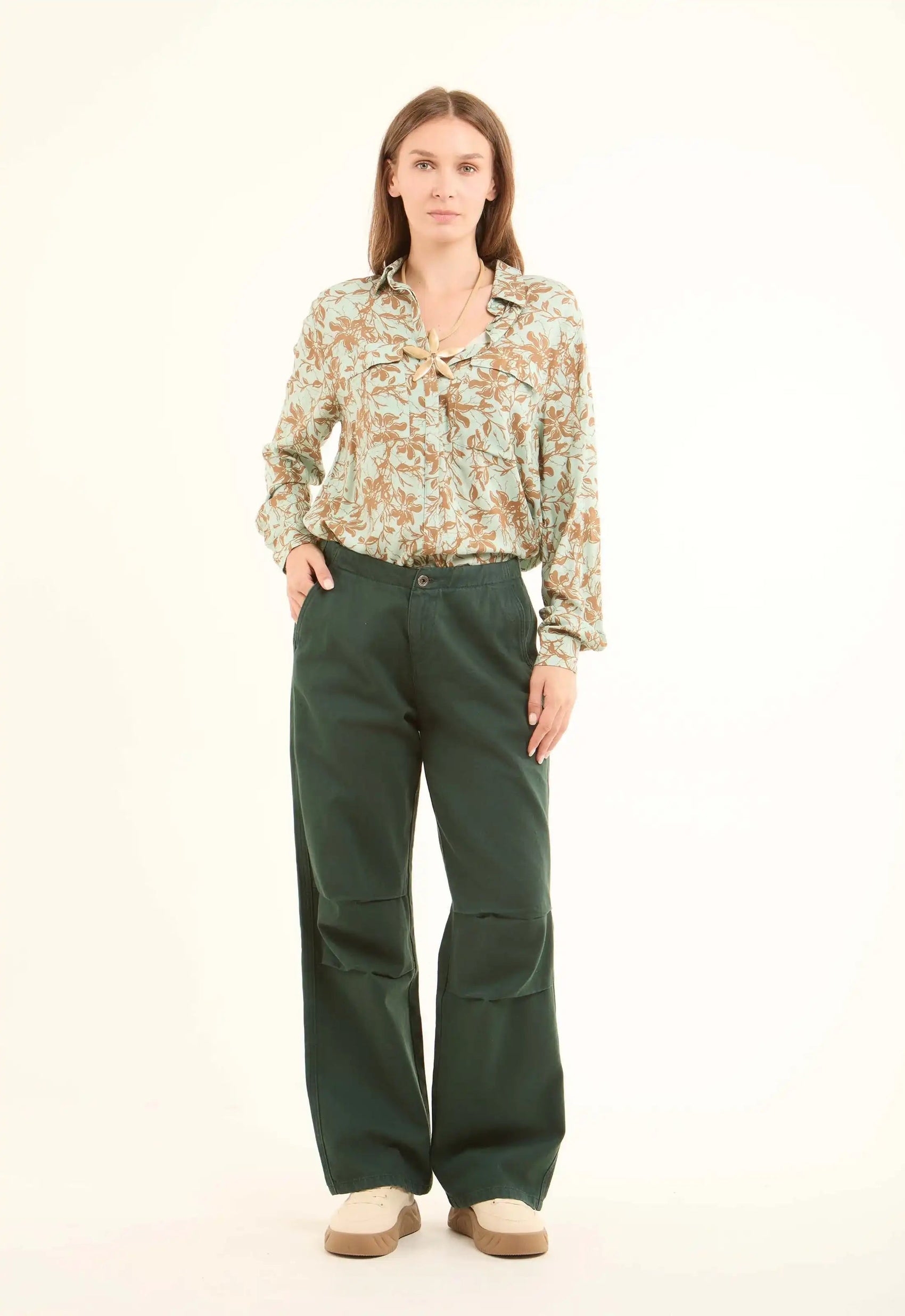 Structured Utility Wide-Leg Pants