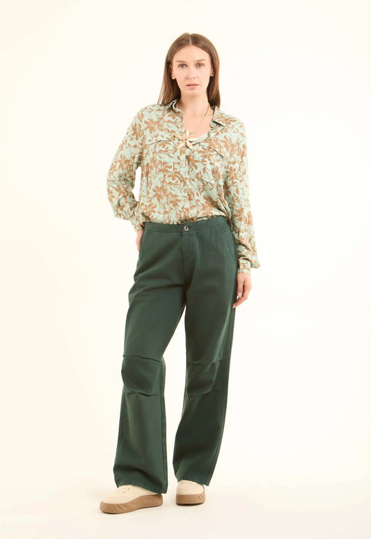 Structured Utility Wide-Leg Pants