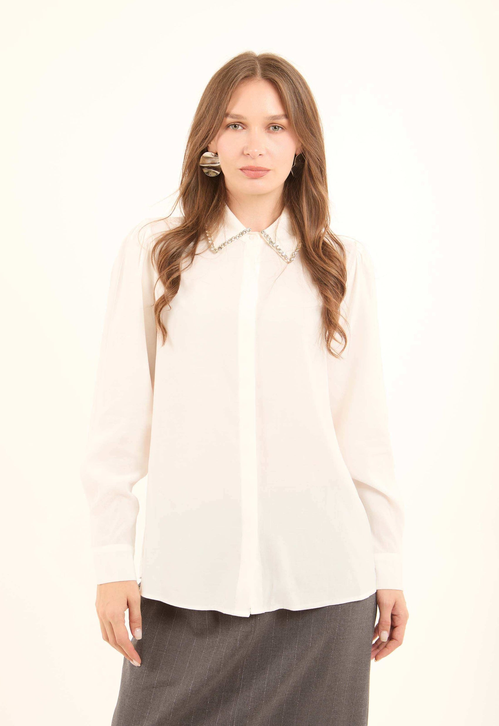 Chain-Detail Rayon Shirt